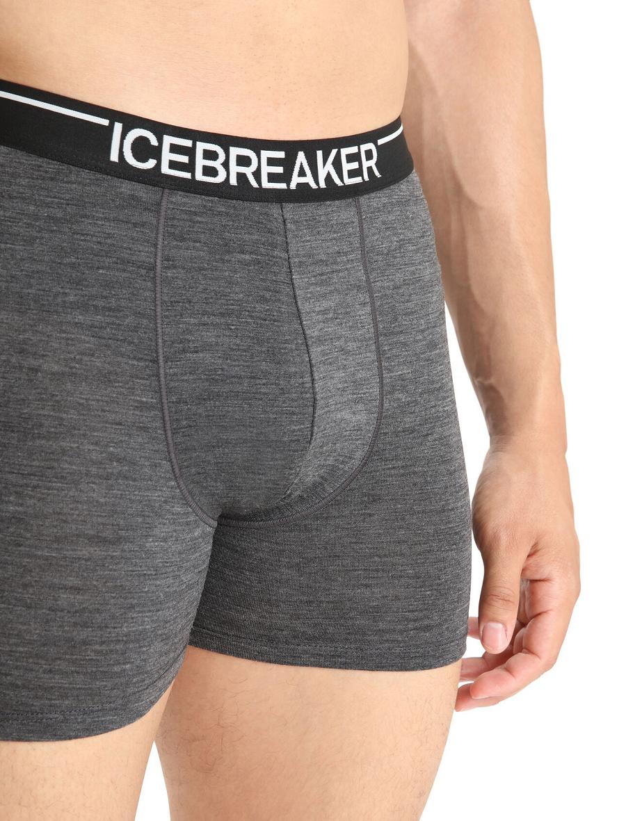 Sous Vêtement Icebreaker Merino Anatomica Boxers Homme Noir Grise | FR 1316MQZA